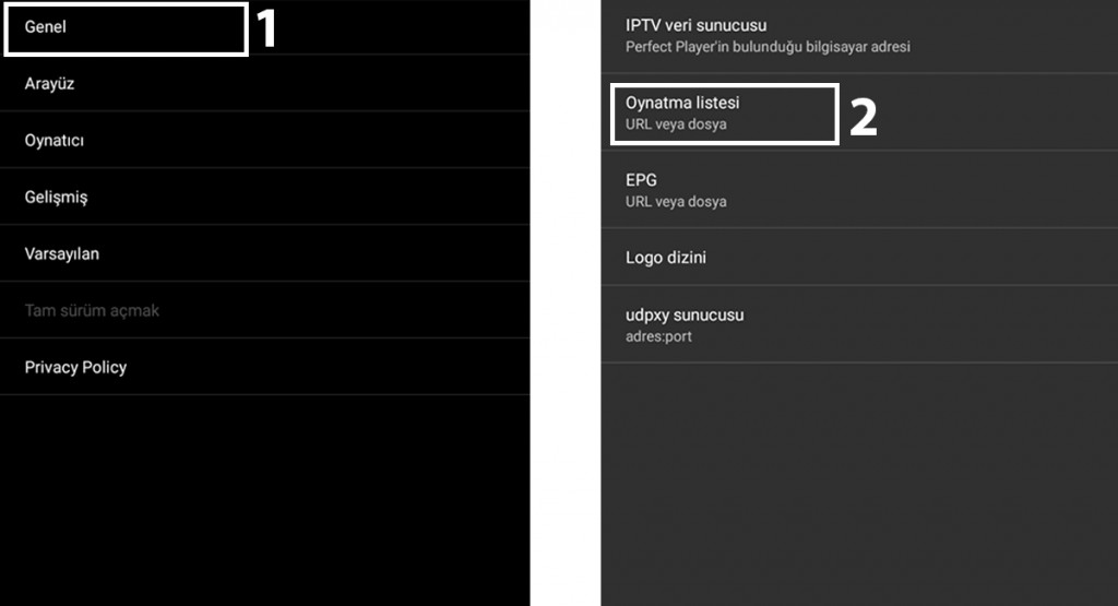 Perfect Player IPTV Kurulumu - Adım 2